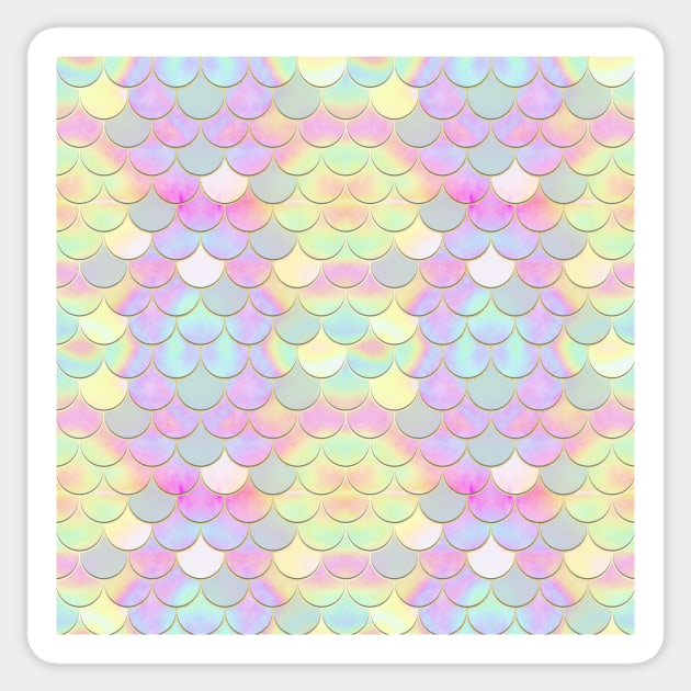 Iridescent Holographic Mermaid Scale Pattern Sticker by tanyadraws